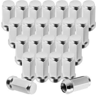 ECCPP 24 Pieces Wheel Lug Nuts M14X1.5 Thread Close End Silver Chrome Truck Socket Lug Nuts fit for 2000-2014 for Chevrolet Silverado 1500 2001-2010 for Chevrolet Silverado 2500 HD