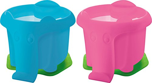 Pelikan Wasserbecher im Elefantendesign mit Besenhalter/Kombi-Set – Blau + Rosa, nur Wasserbecher