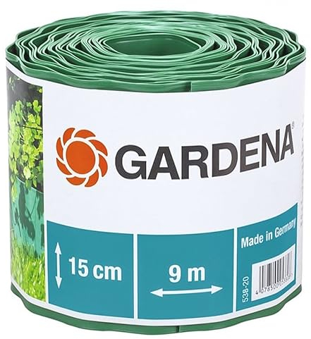 Gardena Recinzione per Prato, Delimitazione per Il Prato, Idonea Anche per Aiuole, Plastica Di Alta Qualità, Verde 538-20, Larghezza 9 m, Altezza 15 cm
