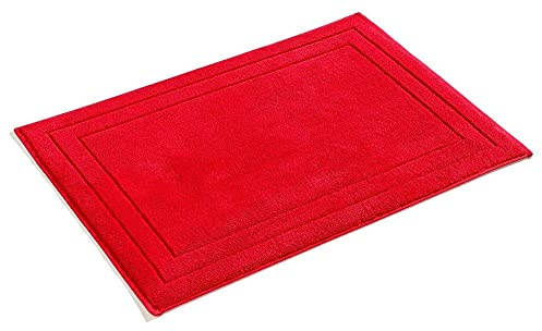 PANA® Frottier Badteppich - 50 x 70 cm - Weiche Badematte - Farbe: Rot | 100% Baumwolle - OEKO-TEX zertifiziert - Weicher Badvorleger - Saugstark und pflegeleicht - Für Bad, Dusche und WC