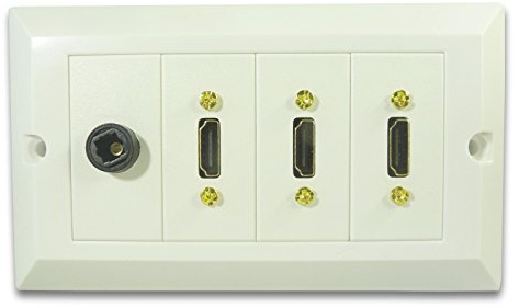 C4A® 3 Socket HDMI Wall Plate With Digital Optical Audio/Easy Connect Faceplate/White