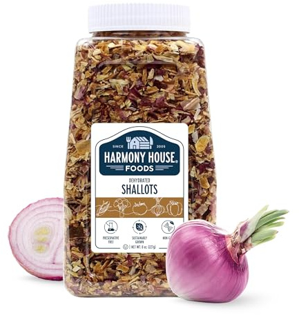 Harmony House Premium Dehydrated Shallots (8 oz, Quart Size Jar)