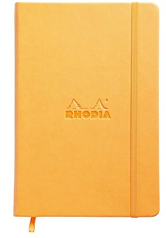 RHODIA 118768C - Carnet Rigide Webnotebook Orange - A5 14 x 21 cm - Pointillés Dot - 192 pages - Papier Ivoire 90 g/m² - Marque-Page, Fermeture Élastique - Couverture Simili Cuir