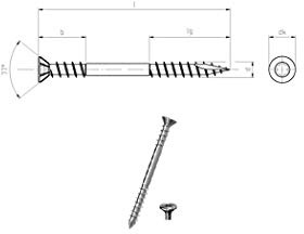 JD Plus Terrassenschrauben A2 | Abmessung: 5,0 x 40mm VE = 200 Stück | Senkkopf mit I-Stern T25, Schneidkante