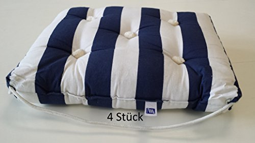 4 x Kapok Kissen blau/weiss gestreift - 4er Pack - 4 Stück