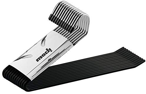 Ipow Heavy Duty Metal Slacks/Trousers Hangers Open Ended Pants Easy Slide Organizers, Chrome and Black Friction, Non-slip Arms, Set of 12