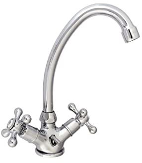 Edouard Rousseau - Mélangeur Lavabo BEVERLEY Chromé - Style Rétro - Bec Haut Orientable - Aérateur Économie d’Eau - Vidage Tirette Inclus