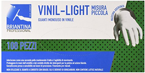 La Briantina Vinyl-Light Einweghandschuhe, 100 Stück, Größe S 6-6 ½, gepudert