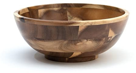 Lipper International Acacia Footed Round Flared Serving Bowl for Fruits or Salads, Small, 7 Diameter x 3 Height, Single Bowl
