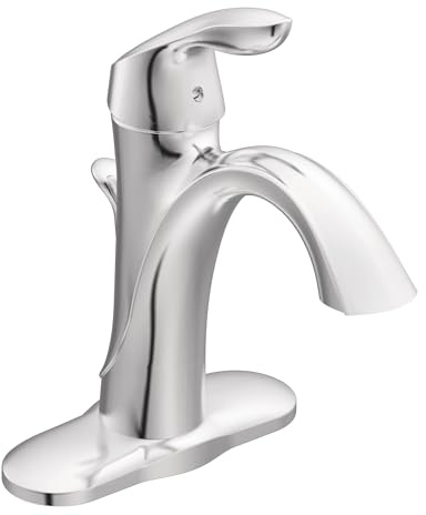 Moen Eva Chrome One-Handle Single Hole Bathroom Sink Faucet with Optional Deckplate and Available Vessel Sink Extension Kit, 6400