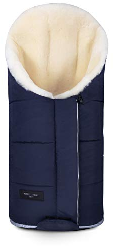 Werner Christ Baby, Lammfell Kinderwagen-Fußsack TULAVARIO – Buggy Lammfellfußsack (Kinder ab 6 - bis 36 Monate) aus medizinischem Fell, in Navy (dunkelblau)