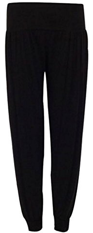 Ladies Plus Size Harem Trousers Womens Full Leggings Stretch Pants - Black 20/22