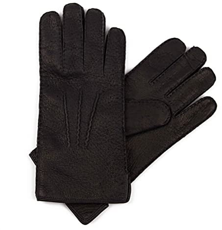 Hand Gewand by Weikert Lederhandschuhe aus Peccary Leder mit sehr weichem Alpaccafutter, Pekari, Winterhandschuhe für Damen & Herren, schwarz 9