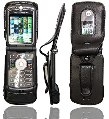 caseroxx Ledertasche für Motorola Razr V3 | Hochwertige Tasche mit Gürtelclip zum sicheren Tragen am Gürtel, aus Echtleder