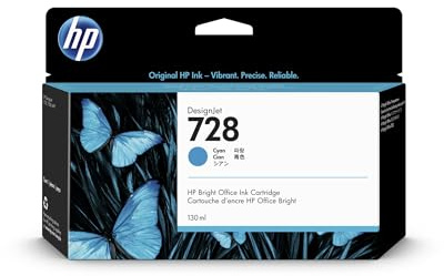 HP 728 F9J67A Cyan 130-ml Genuine Ink Cartridge with Original DesignJet Ink DesignJet T730 and T830 Large Format Plotter Printers 729 DesignJet Printhead