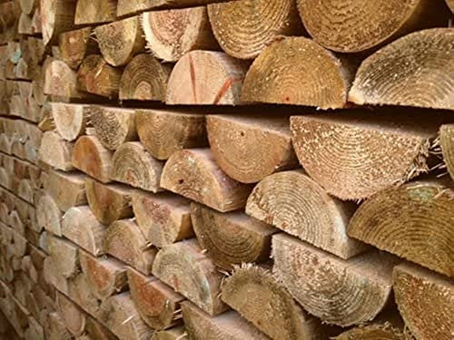 F&G Supplies Half Round Fence Posts | 1.8m (6ft) x 100mm | 10 Pack | Pressure Treated Wooden Stakes