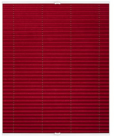 Lichtblick Plissee Klemmfix, ohne Bohren, verspannt, lichtdurchlässig, Blickdicht, Uni, mit eleganter Crushed Optik Brombeer,85 cm x 130 cm (B x L)