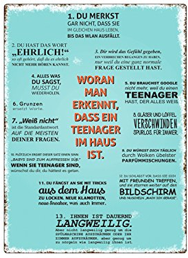 Interluxe METALLSCHILD Blechschild WANDSCHILD WORAN Man ERKENNT Kinderzimmer Teenager