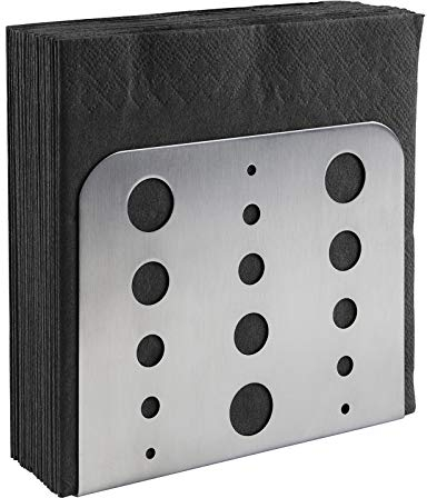 APS Serviettenhalter, Serviettenspender aus Edelstahl 18/0, Serviettenständer mit möbelschonender Unterseite für Servietten 1/4 Falz, matt poliert, 4,5 x 15 cm, Höhe 12,5 cm