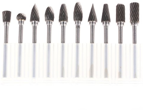 10-delars Volframkarbid Frässtift Set /8 Skaft Dubbelskärning för Metall Trä & Plast Roterande Verktyg Kompatibel med