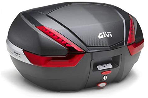 Givi V47 Monokey Topcase mit Blende in Carbon-Optik und roten Reflektoren