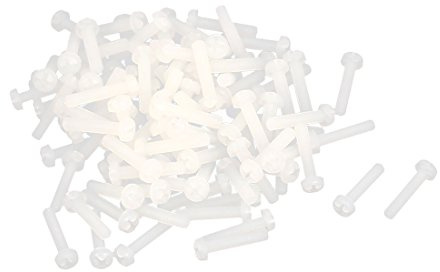 sourcing map 100pcs Kreuzschlitz Rundkopf Maschinenschrauben Bolzen Beige | M2.5 x 12mm, Nylon
