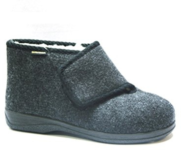 Intermax Herren-Klett-Hausschuhstiefel mit Schurwolle , 44 EU, schwarz