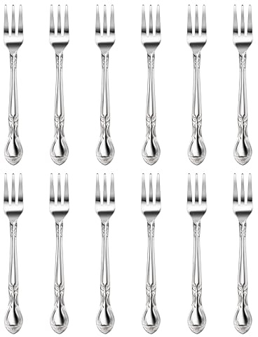 New Star Foodservice Rose Pattern Stainless Steel Oyster Fork, 5.8-Inch, Set of 12, Commercial Grade