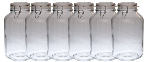 Set di 6 barattoli, barattolo ermetico in vetro sicuro originale Bormioli Fido da 5 litri