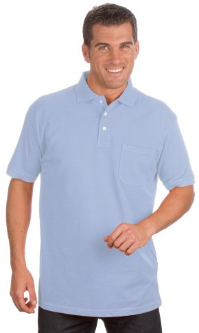 QUALITYSHIRTS Kurzarm Poloshirt mit Brusttasche, Gr. 5XL, hellblau