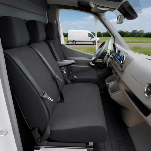 WALSER Passform Auto-Sitzbezug, Transporter-Schonbezug Stoff kompatibel mit Mercedes Sprinter, VW LT, Einzelsitzbezug + Doppelbankbezug