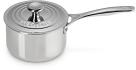 Le Creuset Signature såsgryta med lock och stödhandtag, rostfritt 3-ply rostfritt stål, Ø 16 cm, 1,9 l