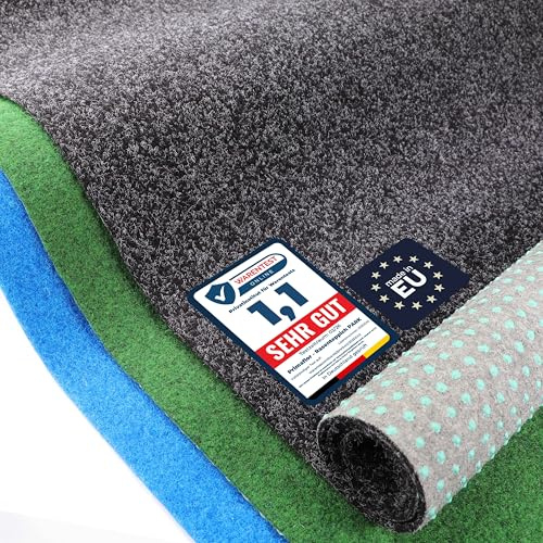 Primaflor Rasenteppich Park Anthrazit 400 x 200 cm | 8 mm | UV-stabilisiert | wasserdurchlässig | Noppenrücken | schnelltrocknend | Rasenteppich nach Maß | Outdoor Bodenbelag für Eingang und Flur