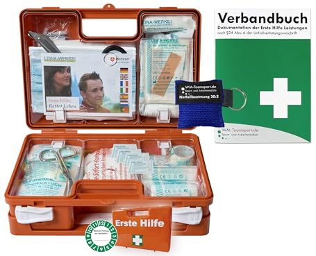 Erste-Hilfe-Koffer Quick mit Notfallbeatmungshilfe für Betriebe - aktuelle DIN/EN 13157 + DIN 13164 für KFZ