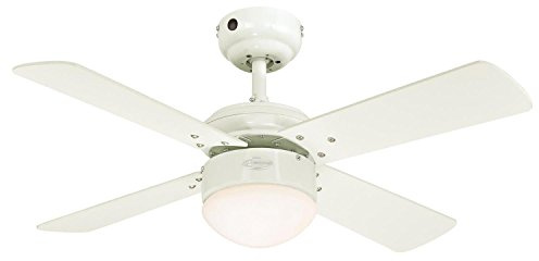 Westinghouse Lighting 7242040 Deckenventilator mit Beleuchtung, Metall, 17 watts, 90 x 90 x 38 cm, Ausführung in Weiß mit Wendeflügeln in Hellem Ahorn/Weiß