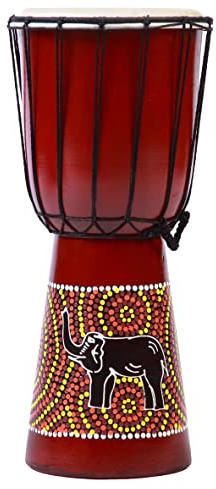 40cm Anfänger Djembe Trommel Bongo Drum Holz Bunt Bemalt Elefant Afrika Art