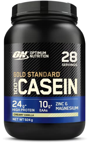 Optimum Nutrition Gold Standard 100% Casein Slow Digesting Protein Powder with Zinc, Magnesium and Amino Acids, Support Muscle Growth & Repair Overnight, Creamy Vanilla Flavour, 28 Servings, 924 g