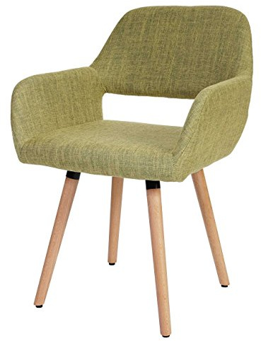 Mendler Esszimmerstuhl HWC-A50 II - Textil, hellgrün, helle Beine | Stuhl, Küchenstuhl, Retro, 50er, Jahre, Design
