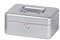 MAUL caja fuerte de acero 20 x 16 x 9 cm | Caja caudales con cerradura | Bandeja extraíble para monedas | Caja con 2 llaves | Caja registradora robusta con asa | Plata