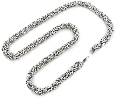 Stainless Steel Round Byzantine Chain Men Necklace 8mm 28inch