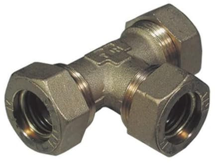 Raccordo a tee con 3 dadi o-ring 16mm per tubo multistrato a stringere