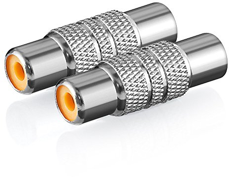 deleyCON 2x Cinch Femmina - Adattatore Audio Video - RCA Femmina a RCA Femmina (2x Cinch Femmina) - Metallo - Argento