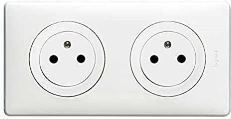 LEGRAND - Prise Electrique Double avec Plaque + Boîte à Encastrer Céliane Surface - Prise Affleurante avec Socle Rétractable - Fabriqué En France - Blanc
