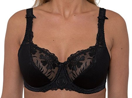 Gemm Ladies Plus Size Black Bra Underwired Firm Control Bra E-J Cup (40 D)