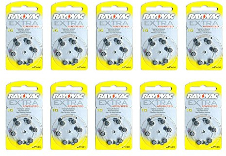 60pcs Rayovac PR-70 (10) Extra Advanced 1.4V Zinc-Air Hearing-Aid Battery (Bulk Pack)