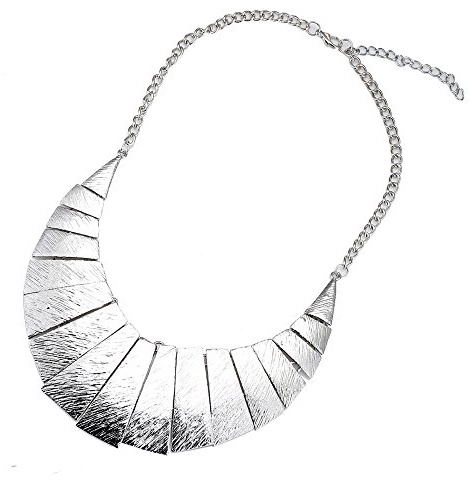 Schmuckset Ohrringe Kette Collier gerillt silbern Brass Dreieck Sichel