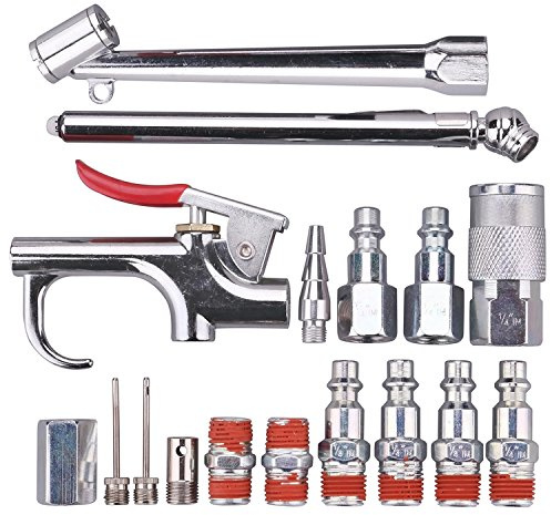 WYNNsky 17PCS Air Compressor Accessories Attachment Kit, 1/4’’ Air Hose Fittings, Blow Gun, Tire Gauge, Air Chuck