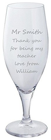 Dartington - Vaso de Cerveza Personalizable (Nombre) con Texto en Inglés Thank You for Being My Teacher