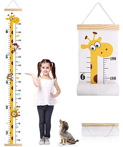 Messlatte Kinder, Kinderhöhe Wachstumstabelle, Abnehmbares und Rollbares Höhenaufzeichnung Lineal (für Kinder, Jungen und Mädchen), Flexibles Höhenmesslineal 7,9 x 79 Zoll