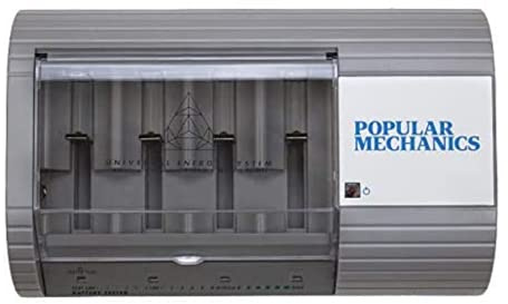 Popular Mechanics Battery Recharger - Disposable & Rechargeable Battery Charger for Alkaline & NiMH AAA, AA, C, D, N, 6V or 9V Batteries - Includes Built-in Battery Tester